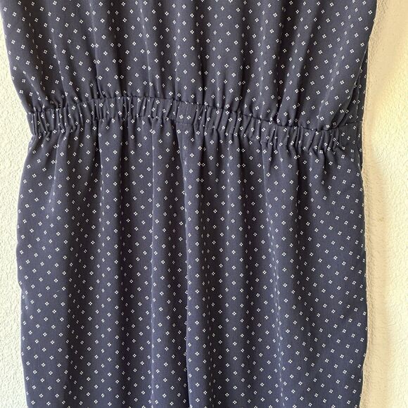 J Crew Pindot Lapel Pants Jumpsuit Women's Size 8 Navy Blue Romper - Picture 8 of 11